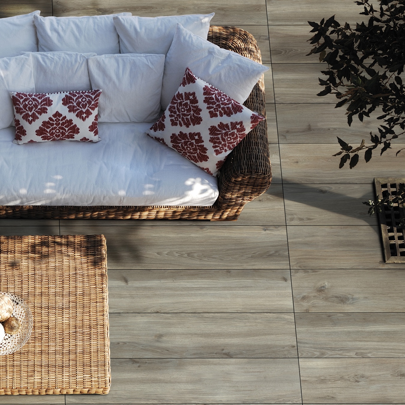 Gray Non-Slip Wood Effect Porcelain Tiles 20X120 - EWKH1445