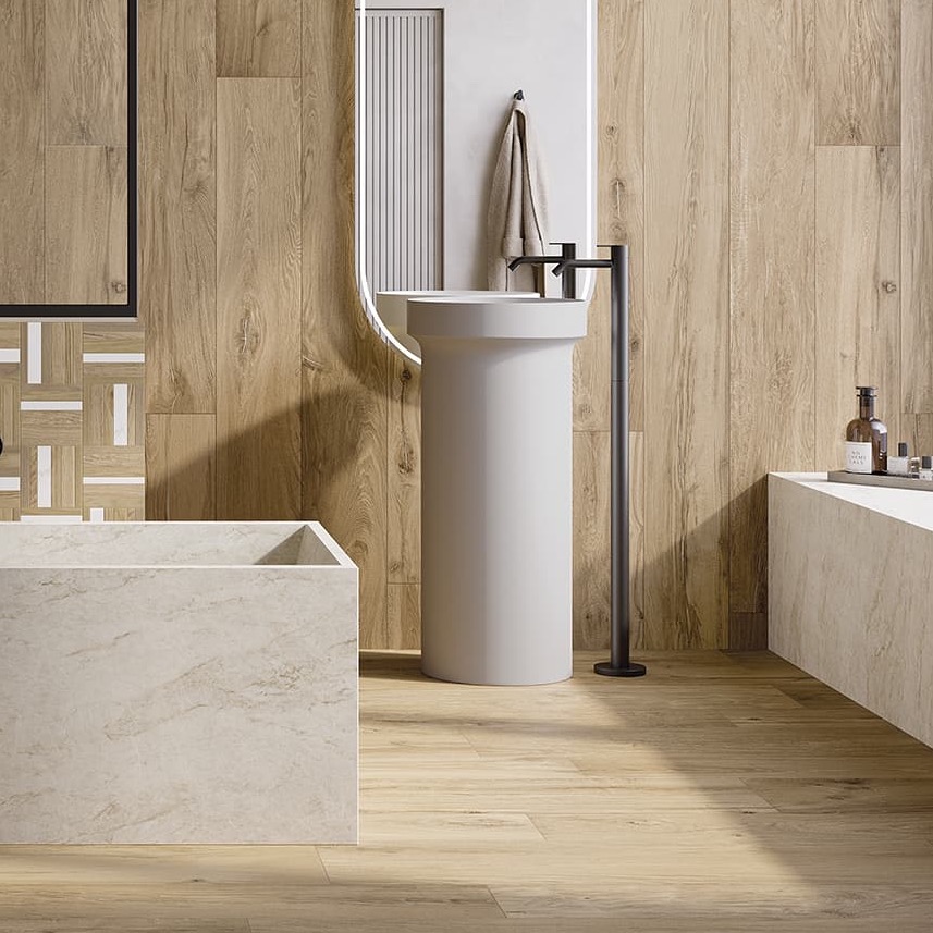 Honey wood-effect porcelain plank 20x120 cm - CS25101